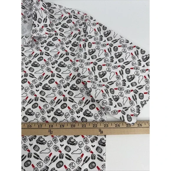 Straight Down Golf Shirt Mens L Maker's Mark Bourbon Whiskey Print Performance